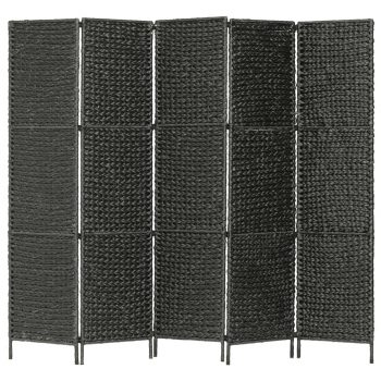 Sobna pregrada s 5 panela crna 193 x 160 cm od vodenog zumbula