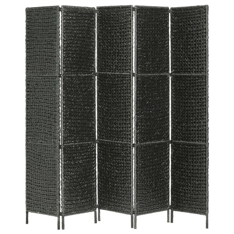 Sobna pregrada s 5 panela crna 193 x 160 cm od vodenog zumbula - Slika 3