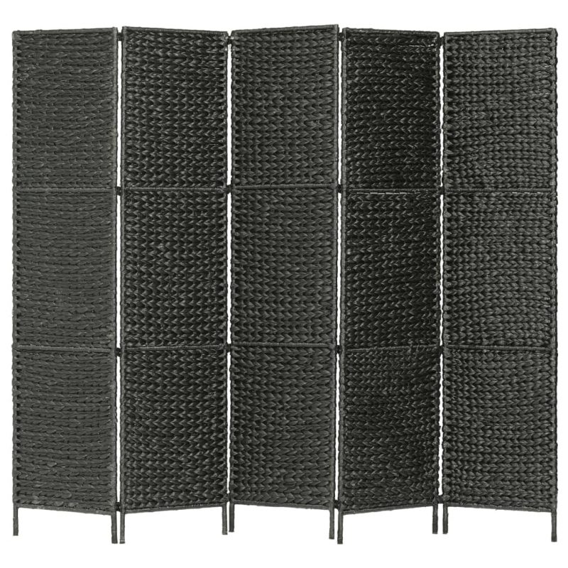 Sobna pregrada s 5 panela crna 193 x 160 cm od vodenog zumbula