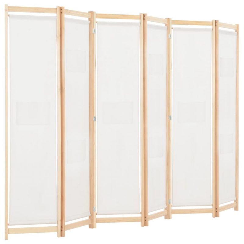 Sobna pregrada sa 6 panela od tkanine 240 x 170 x 4 cm krem - Slika 3