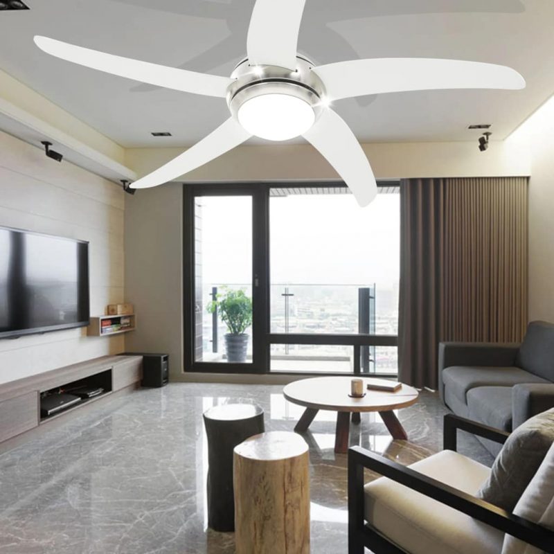 Ukrasni stropni ventilator sa svjetlom 128 cm bijeli - Slika 3