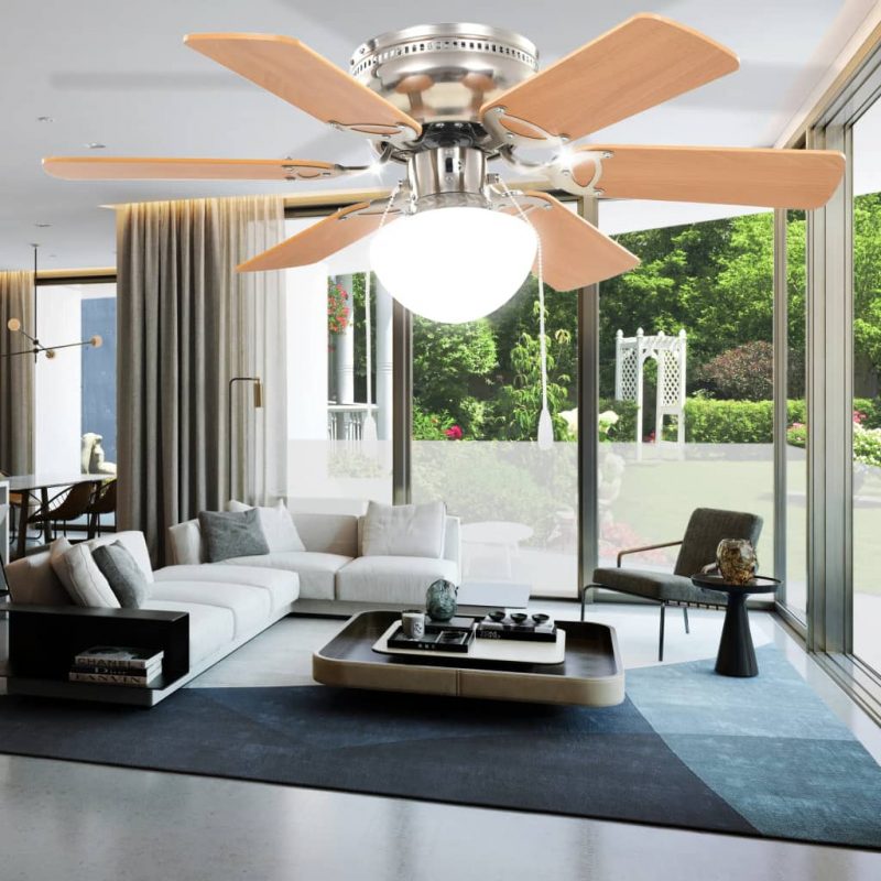 Ukrasni stropni ventilator sa svjetlom 82 cm svijetlosmeđi - Slika 4