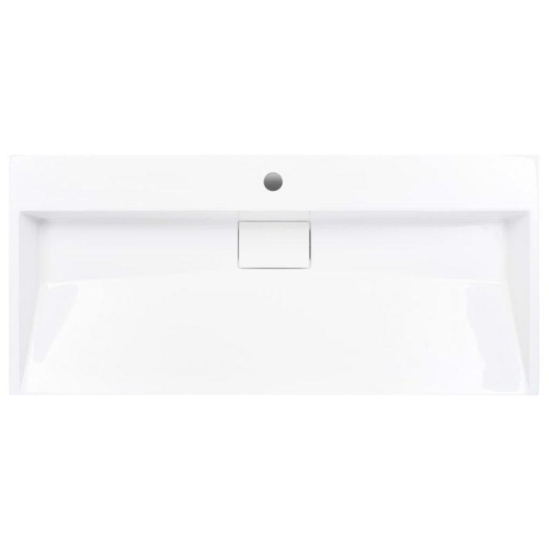 Umivaonik od lijevanih minerala/mramora 100 x 46 x 11 cm bijeli - Slika 4