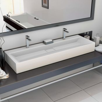 Umivaonik od lijevanih minerala/mramora 120 x 46 x 11 cm bijeli