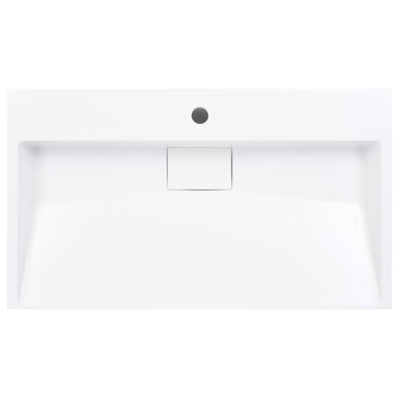 Umivaonik od lijevanih minerala/mramora 80 x 46 x 11 cm bijeli - Slika 4