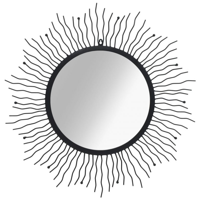 Vrtno zidno ogledalo u obliku sunca 80 cm crno - Slika 3