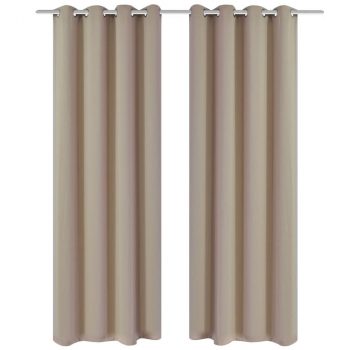 Zavjesa za Zamračivanje s Metalnim Prstenovima 2 kom 135x175 cm Krem