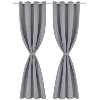 Zavjesa za Zamračivanje s Metalnim Prstenovima 2 kom 135x175 cm Siva