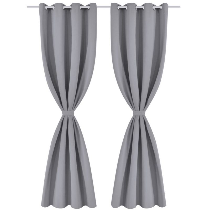 Zavjesa za Zamračivanje s Metalnim Prstenovima 2 kom 135x175 cm Siva