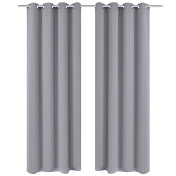 Zavjesa za Zamračivanje s Metalnim Prstenovima 2 kom 135x175 cm Siva