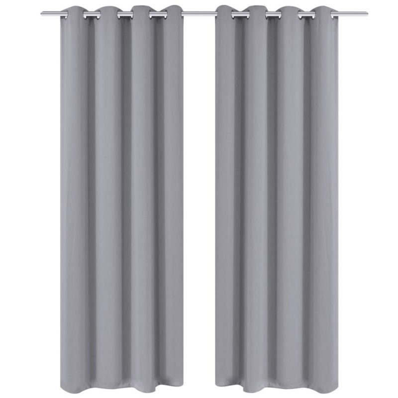 Zavjesa za Zamračivanje s Metalnim Prstenovima 2 kom 135x175 cm Siva