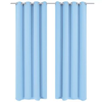 Zavjesa za Zamračivanje s Metalnim Prstenovima 2 kom 135x175 cm Tirkizna