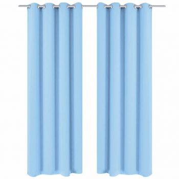 Zavjesa za Zamračivanje s Metalnim Prstenovima 2 kom 135x245 cm Tirkizna
