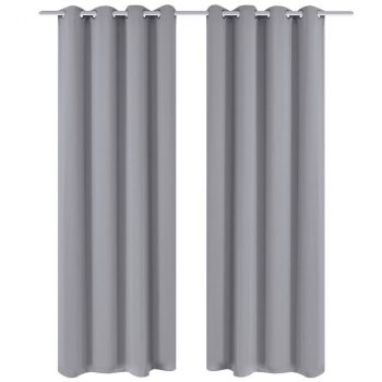 Zavjesa za Zamračivanje s Metalnim Prstenovima 270x245 cm Siva