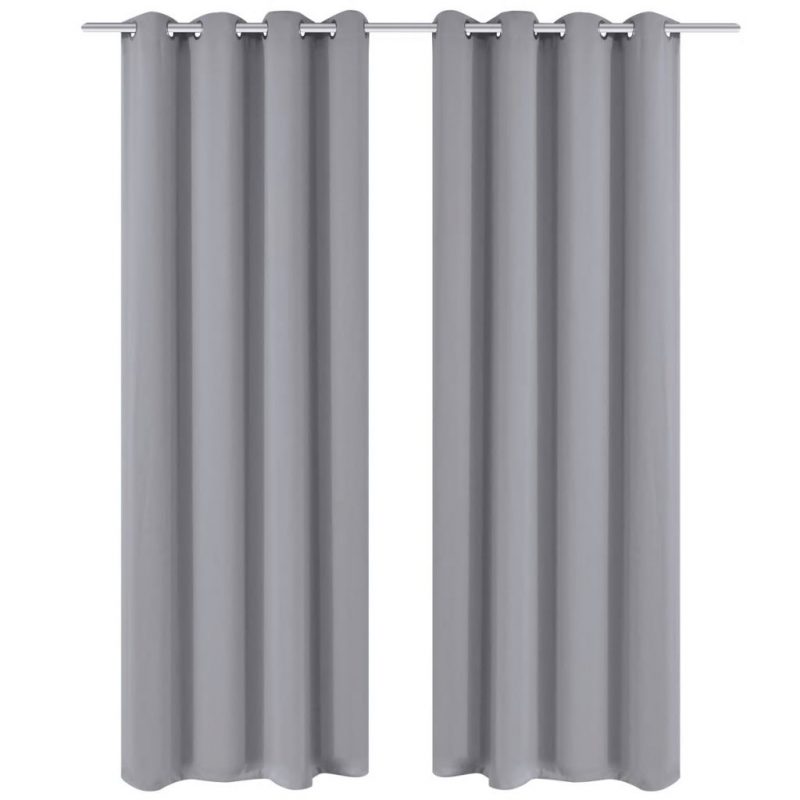 Zavjesa za Zamračivanje s Metalnim Prstenovima 270x245 cm Siva