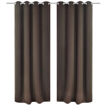 Zavjesa za Zamračivanje s Metalnim Prstenovima 270x245 cm Smeđa