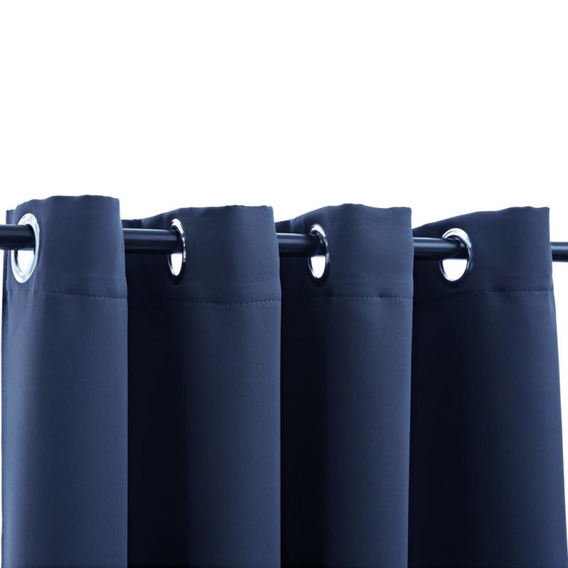 Zavjesa za zamračivanje s metalnim prstenima plava 290 x 245 cm - Slika 4