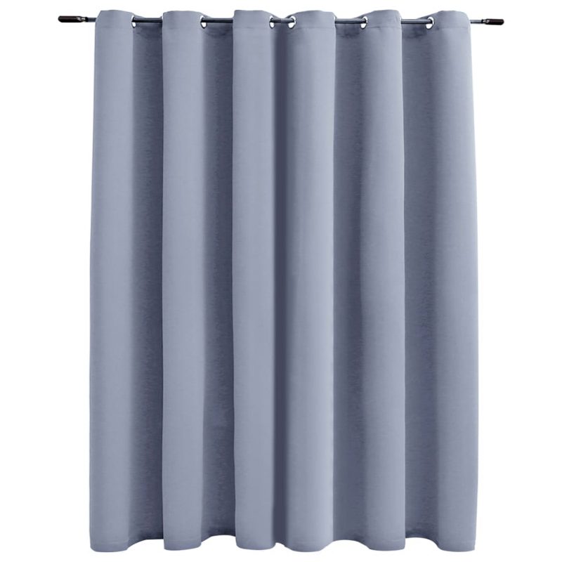 Zavjesa za zamračivanje s metalnim prstenima siva 290 x 245 cm