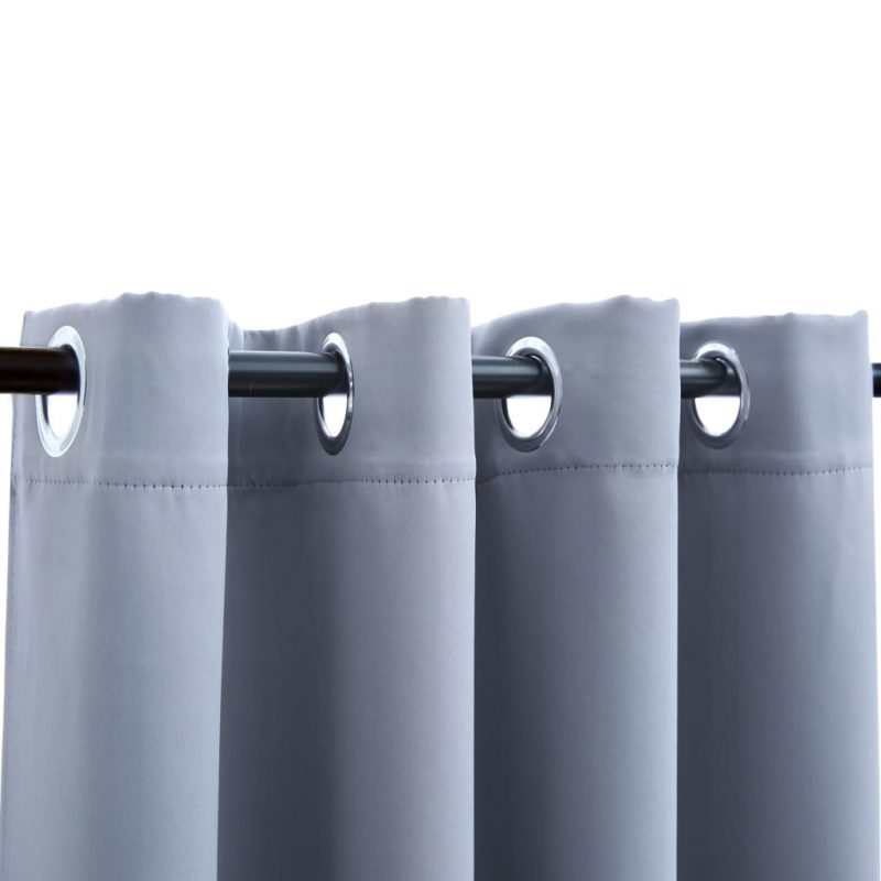 Zavjesa za zamračivanje s metalnim prstenima siva 290 x 245 cm - Slika 4