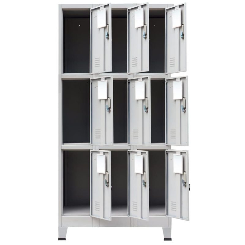 Čelični Garderobni Ormar s 9 Odjeljaka 90x45x180 cm Sivi - Slika 3