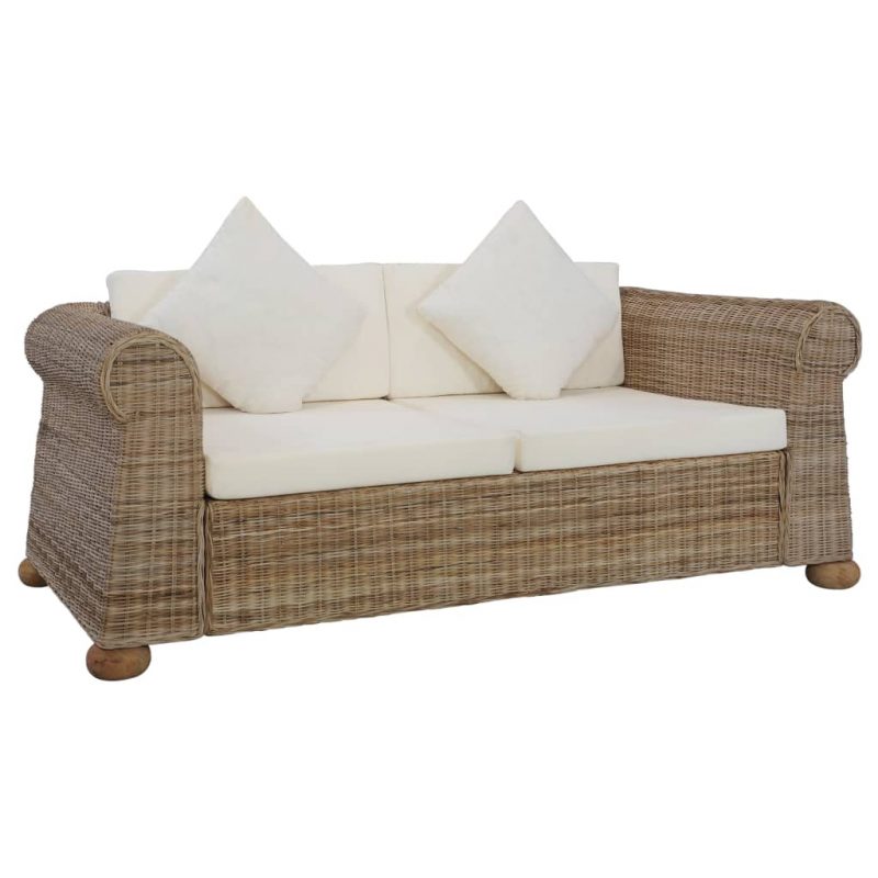 2-dijelni set sofa od prirodnog ratana s jastucima - Slika 3