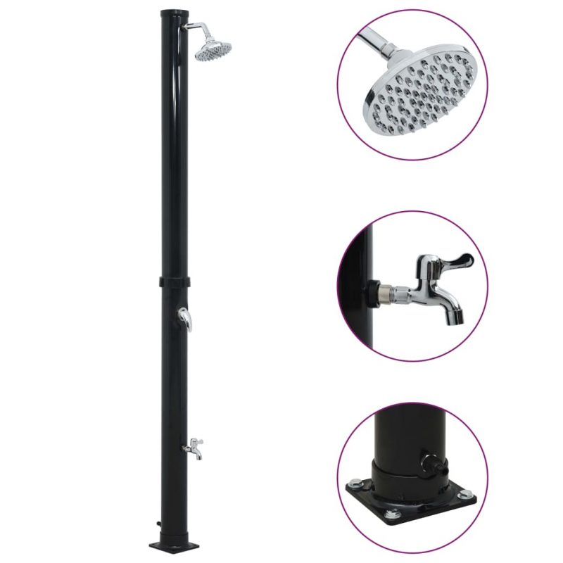 Solarni tuš crni 220 cm 20 L