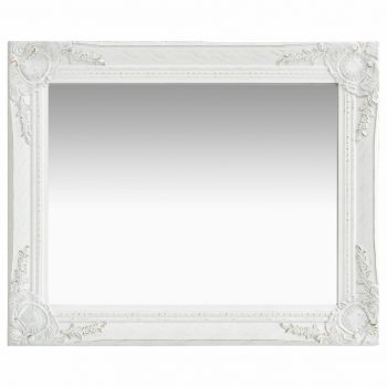 Zidno ogledalo u baroknom stilu 50 x 60 cm bijelo