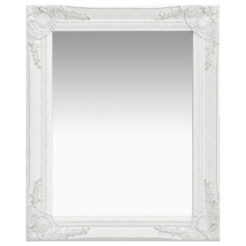Zidno ogledalo u baroknom stilu 50 x 60 cm bijelo