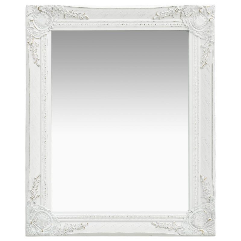 Zidno ogledalo u baroknom stilu 50 x 60 cm bijelo