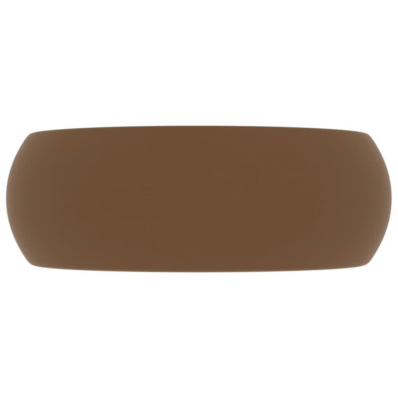 Luksuzni okrugli umivaonik mat krem 40 x 15 cm keramički - Slika 4