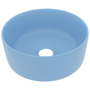 Luksuzni okrugli umivaonik mat svjetloplavi 40x15 cm keramički