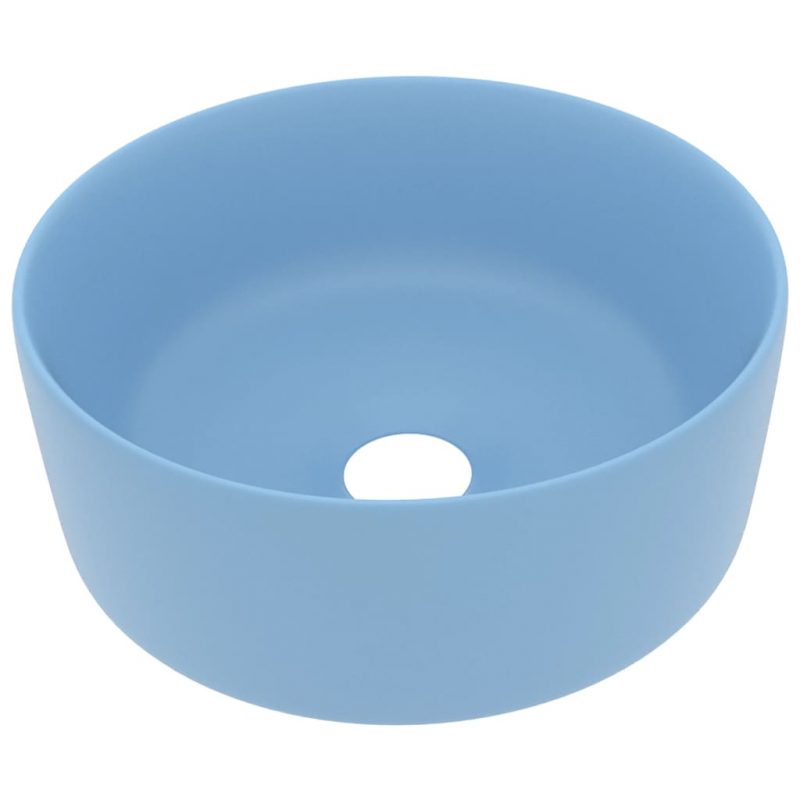 Luksuzni okrugli umivaonik mat svjetloplavi 40x15 cm keramički