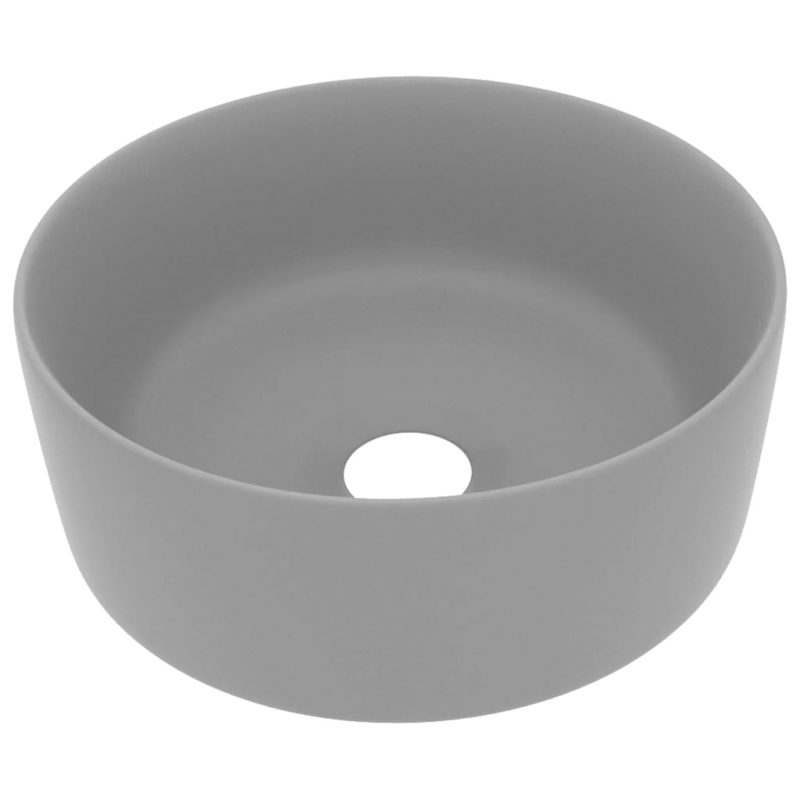 Luksuzni okrugli umivaonik mat svjetlosivi 40 x 15 cm keramički