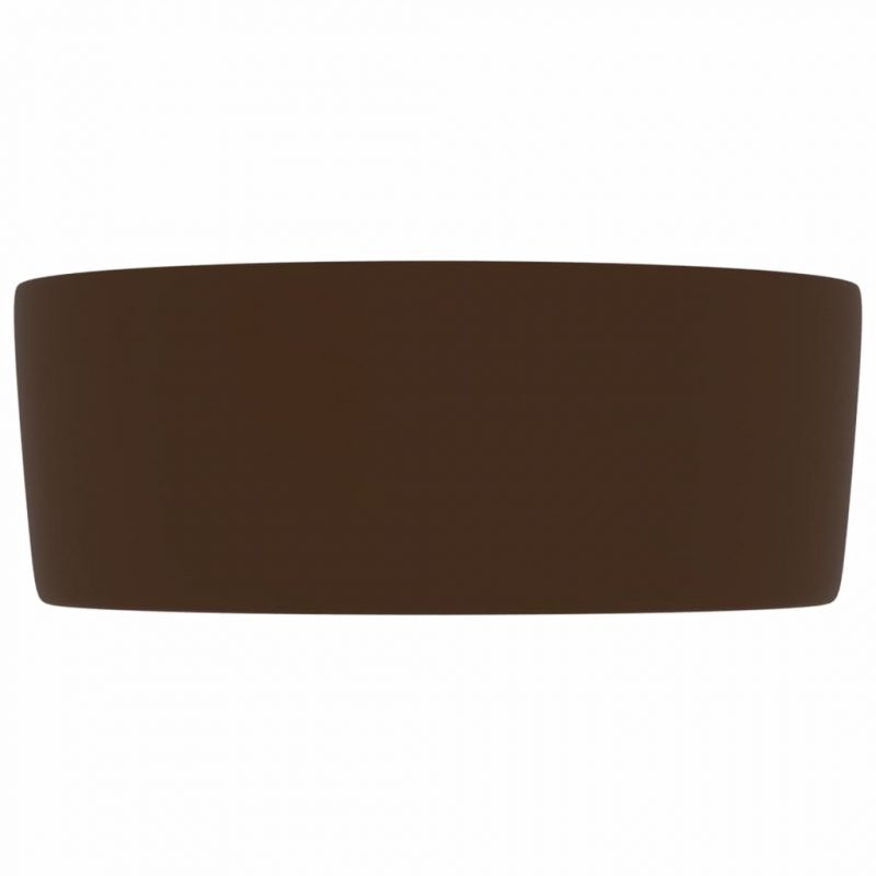 Luksuzni okrugli umivaonik mat tamnosmeđi 40 x 15 cm keramički - Slika 4