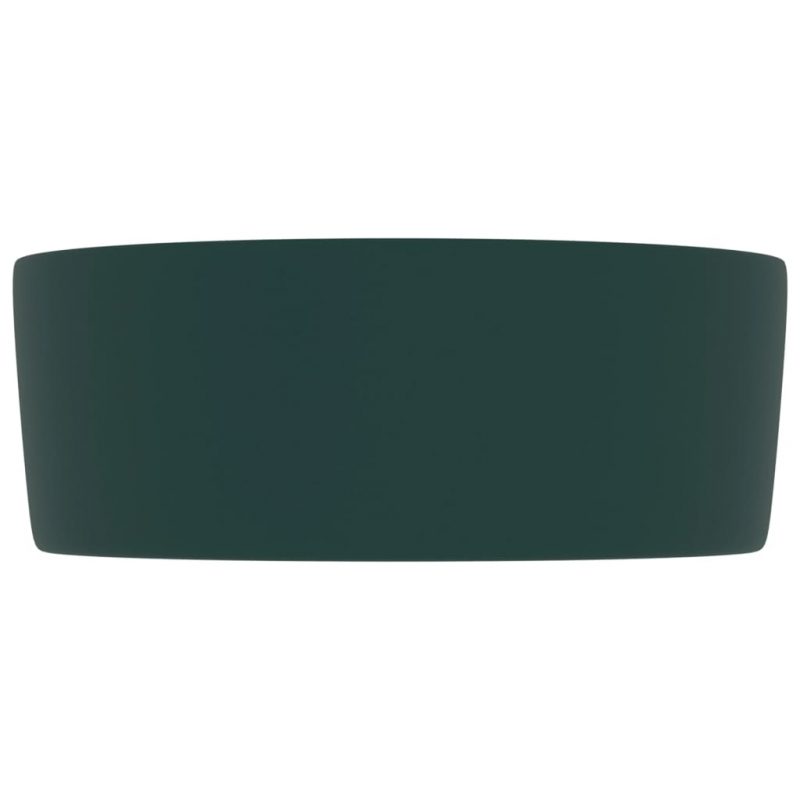 Luksuzni okrugli umivaonik mat tamnozeleni 40 x 15 cm keramički - Slika 4