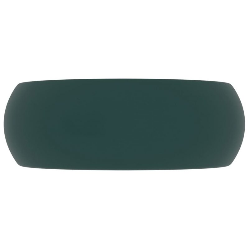 Luksuzni okrugli umivaonik mat tamnozeleni 40 x 15 cm keramički - Slika 4