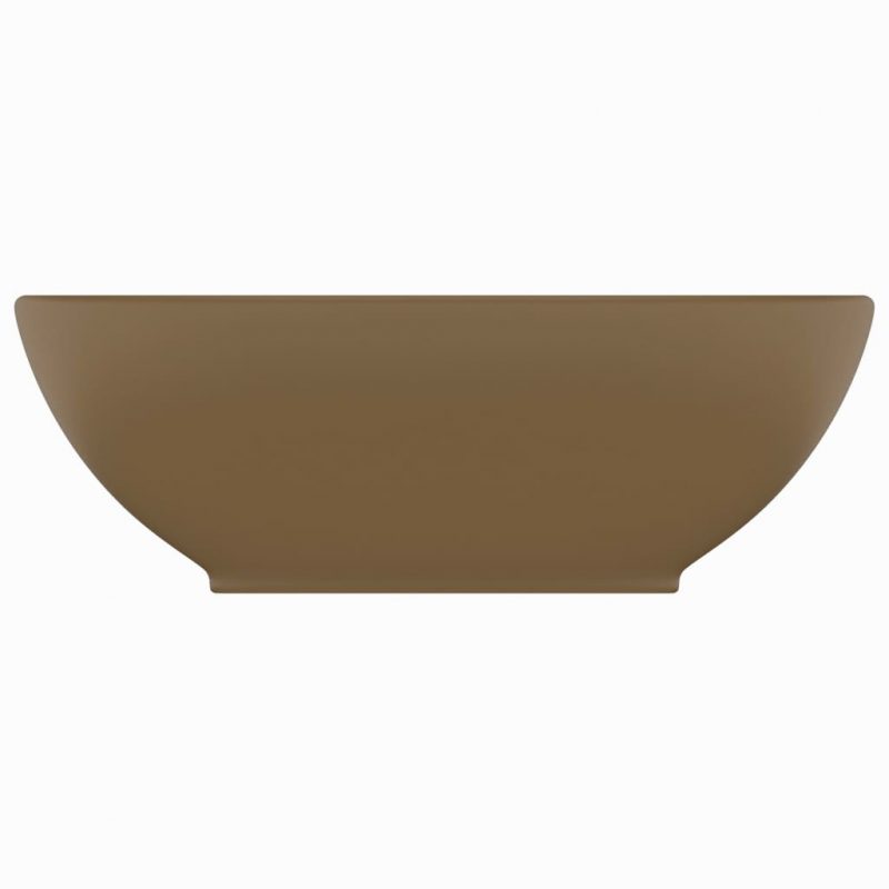 Luksuzni ovalni umivaonik mat krem 40 x 33 cm keramički - Slika 3