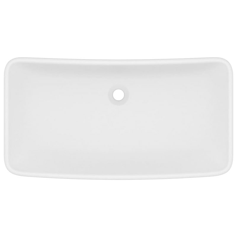 Luksuzni pravokutni umivaonik mat bijeli 71 x 38 cm keramički - Slika 3