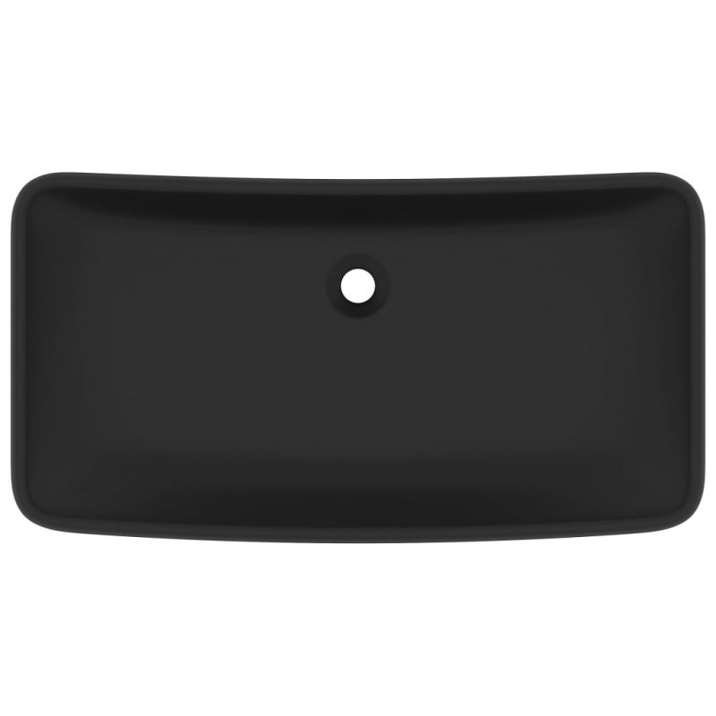 Luksuzni pravokutni umivaonik mat crni 71 x 38 cm keramički - Slika 3