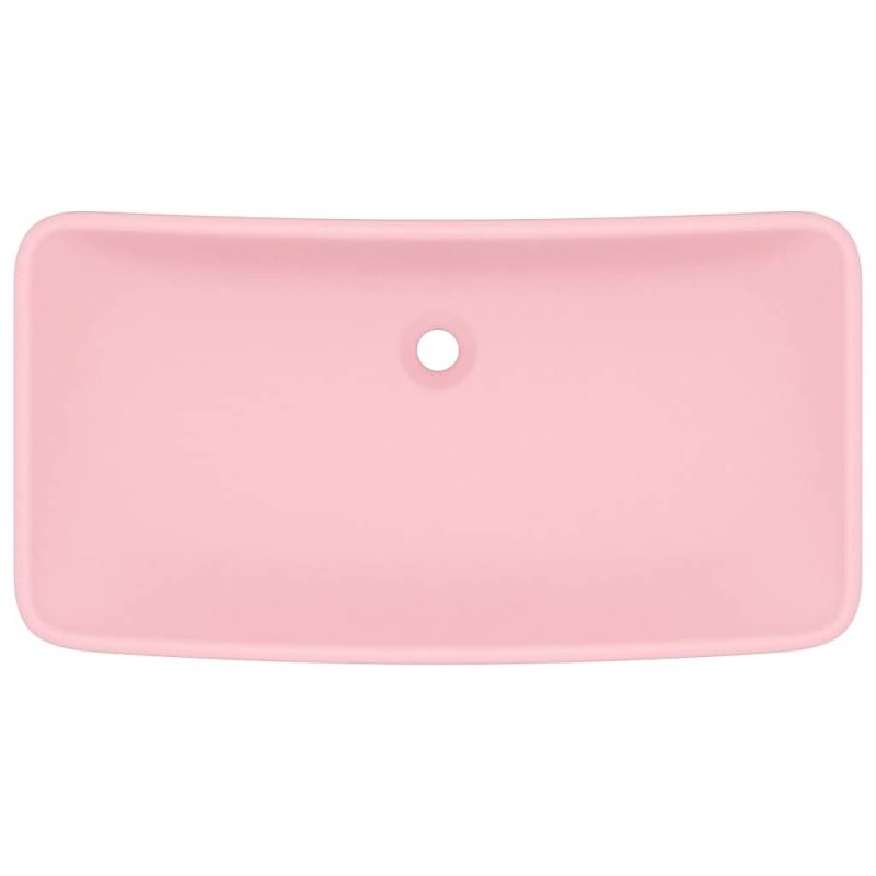 Luksuzni pravokutni umivaonik mat ružičasti 71x38 cm keramički - Slika 3