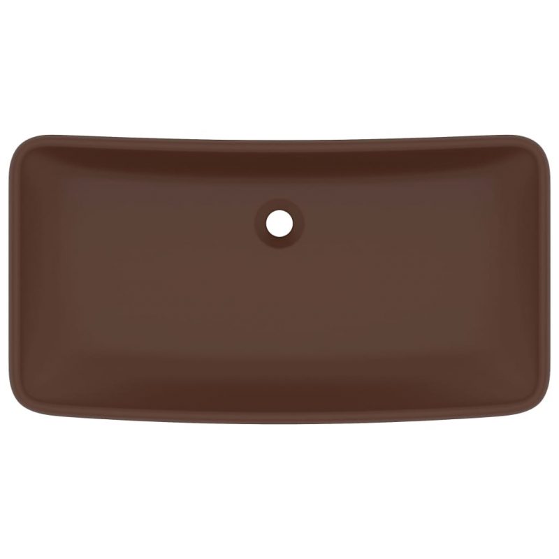 Luksuzni pravokutni umivaonik mat tamnosmeđi 71x38 cm keramički - Slika 3