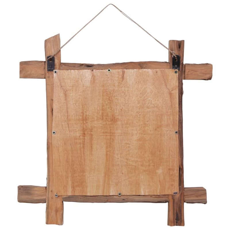 Ogledalo od cjepanica prirodna boja 70 x 70 cm obnovljeno drvo - Slika 3