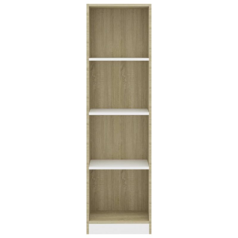 Ormarić za knjige 4 razine bijeli i hrast 40x24x142 cm iverica - Slika 4
