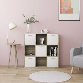 Ormarić za knjige bijeli i boja hrasta 90 x 30 x 90 cm iverica
