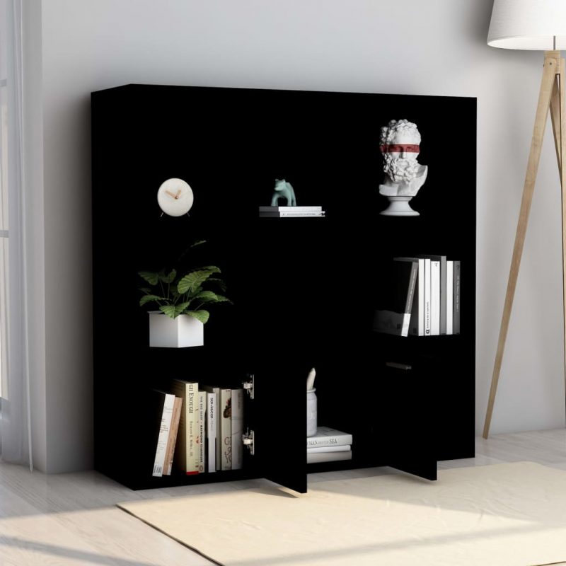 Ormarić za knjige crni 98 x 30 x 98 cm od iverice - Slika 4