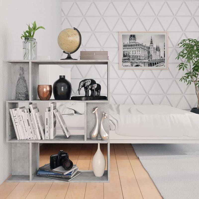 Ormarić za knjige / pregrada boja betona 80x24x96 cm iverica - Slika 4