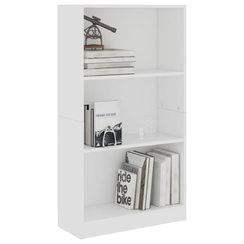 Ormarić za knjige s 3 razine bijeli 60 x 24 x 108 cm od iverice - Slika 3