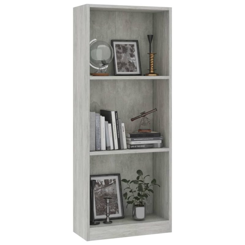 Ormarić za knjige s 3 razine boja betona 40x24x108 cm iverica - Slika 3