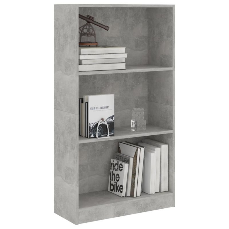 Ormarić za knjige s 3 razine boja betona 60x24x108 cm iverica - Slika 3