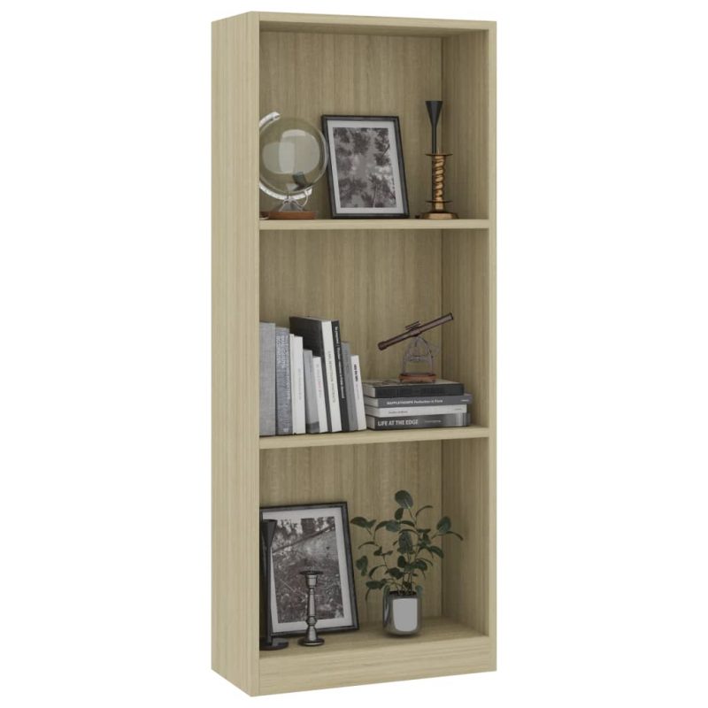 Ormarić za knjige s 3 razine boja hrasta 40x24x108 cm iverica - Slika 3